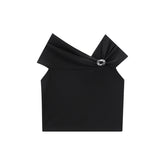 Women's Asymmetrical Cropped Slim-Fit T-Shirt