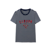 Women's Striped T-Shirt with Embroidery