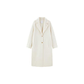 Women's Beige Straight Wool Coat