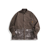 Men's Jacquard-Panel Spliced Shirt