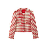 Women's Cropped Tweed-Texture Round-Neck Jacket