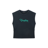 Women's Ruched Tank Top with 3D Embroidery