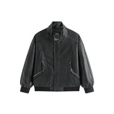 Men's Oversized Stand-Collar PU Jacket