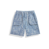 Men's Allover Jacquard Textured Denim Shorts