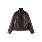 Women's Textured PU Oversized Jacket
