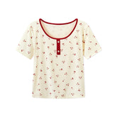Women's Casual Cherry Tencel Pajama Set