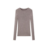 Women's Coffee Round Neck Wool Pullover