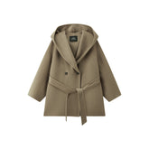 Women's Casual Wool-Cashmere Blend Cropped Cape Coat