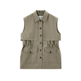 Women's Lanjing Tencel Trench Coat Style Vest