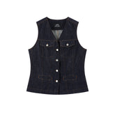 Women's Old Money Style V-Neck Linen Vest