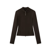 Women's Casual Solid Double-Zip Corset-Seam Cardigan