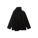 Women's Short Cashmere Coat with Scarf
