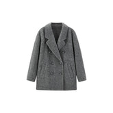Women's Gray Straight Wool Coat