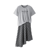 Women's Casual Fake Two-Piece Plaid Dress