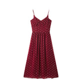 Women's Vacation-Style Red Polka Dot Dress