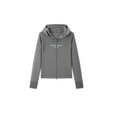 Women's double-zipper hooded letter cardigan