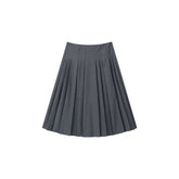 Women's Commute-Style Gray Pleated Midi Skirt