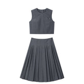 Women's Commute-Style Vest and Pleated Skirt Set