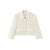 Women's tailored boxy casual lapel jacket