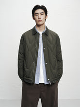 Men's Brown Down Jacket with Corduroy Collar