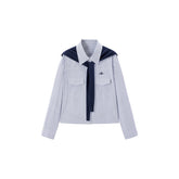 Women's Striped Shirt With Shawl