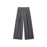 Women's Tencel Wide-Leg Curved Cut Suit Trousers