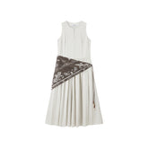 Women's white sleeveless dress with a scarf