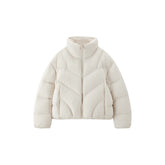 Women's Casual Lightweight Stand-Collar Cropped Down Jacket
