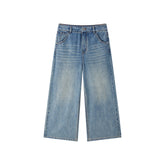 Women's Casual Wide Leg Cropped Straight Jeans