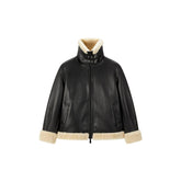 Women's PU Fleece Patchwork Jacket