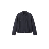 Women's Casual Blouson Stand-Collar PU Jacket