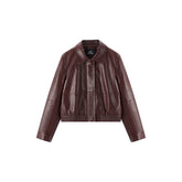 Women's Edgy Cropped Metallic PU Jacket
