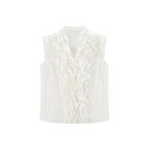 Women Elegant Ruffle Sleeveless Blouse