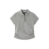 Women's Polo Collar Fitted Waist Short Sleeve Tee