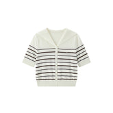 Women's Causal Sailor-Collar Lightweight Knit Cardigan