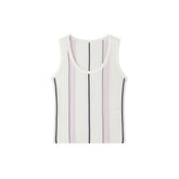Women's U-neck Vertical Stripe Slim Fit Knitted Vest