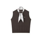 Women's Detachable Plaid Scarf Knit Vest