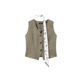 Women's Elegant V-Neck Detachable Ribbon Vest
