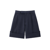Women's High-Waist Shorts with Rolled Hem