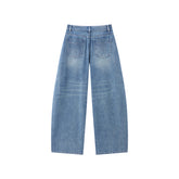 Women's Washed Wide-Leg Curved Jeans