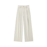 Women's loose-fitting wide-leg white jeans