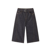 Women's Casual Relaxed Wide-Leg Cropped Jeans