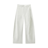 Women's Casual White Wide-Leg Curved-Leg Jeans