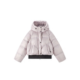Women's Casual Hooded White Duck Down Purple Puffer Jacket
