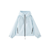 Women's Casual Outdoor Blue Hooded Shell Jacket