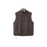 Women's Casual Plaid-Panel Drawstring Vest