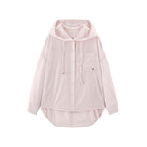 Women's pink hooded long-sleeve shirt