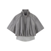 Women's cinched waist half-placket slim-fit top
