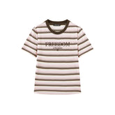 Women's Striped Embroidered Short-Sleeve T-Shirt