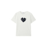 Women's Casual Flocked Heart Short-Sleeve T-Shirt